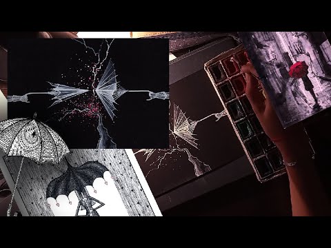 Видео: Рисуем зонт: яркий образ белой гуашью. Видео урок по графике