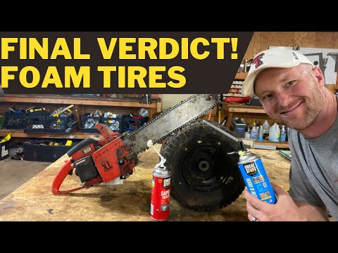 Видео: Ремонт шин для газонокосилки из пеноматериала. Работает ли это?
