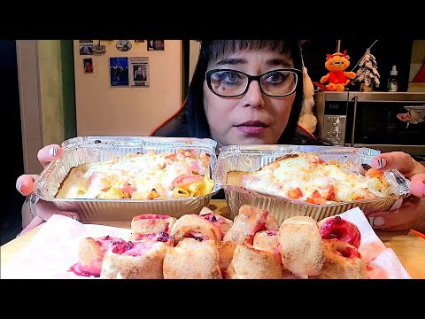 Видео: Мукбанг | Паста Карбонара, Бруслетики с брусникой | Обжор Асмр