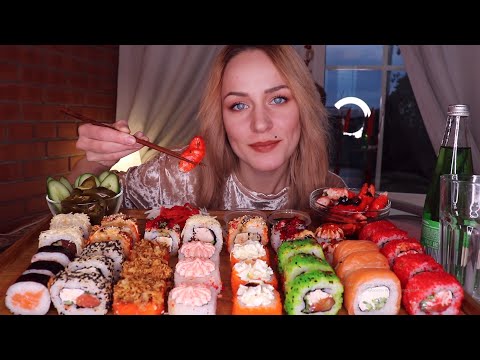 Видео: MUKBANG | Огромные роллы, краб | Rolls/sushi | не ASMR