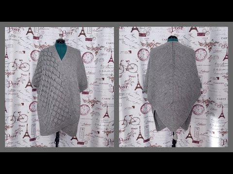 Видео: Пончо-шаль спицами из пряжи Alize Alpaca Royal New.