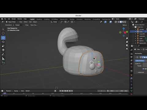 Видео: Fluffy Cat. Спрощено. Blender 3D