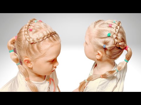 Видео: Прическа с цветными резинками | Прически для девочек