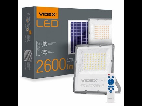 Видео: качественный LED прожектор на солнечной батарее  videx 30W 5000K