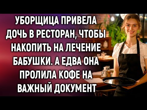 Видео: Уборщица привела дочь в ресторан. А едва она пролила кофе на важный документ...