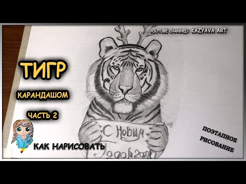 Видео: Как нарисовать ТИГРА карандашом. Рисую шерсть и другие мелочи. Часть 2. Идея для открытки