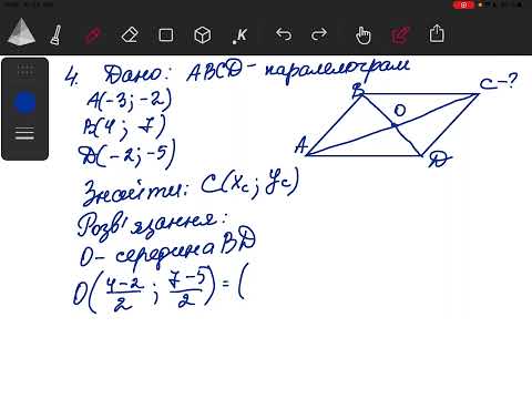 Видео: Координати вершини паралелограма. Типова КР. Завдання 4. Декартові координати на площині.