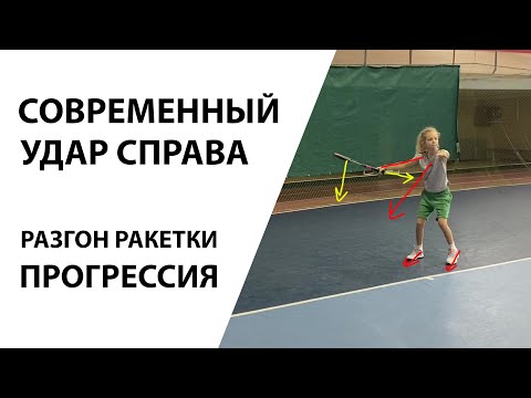 Видео: СОВРЕМЕННЫЙ УДАР СПРАВА В ТЕННИСЕ | Прогрессия замаха и разгона ракетки