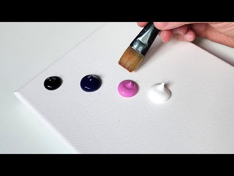 Видео: Рисовать лунные и ночные пейзажи в 4 цветах / Акриловая роспись для начинающих