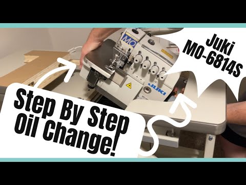 Видео: Как заменить масло на 4-ниточном промышленном оверлоке Juki MO-6814S