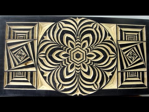 Видео: Геометрическая резьба по морилке.  Абстракция.