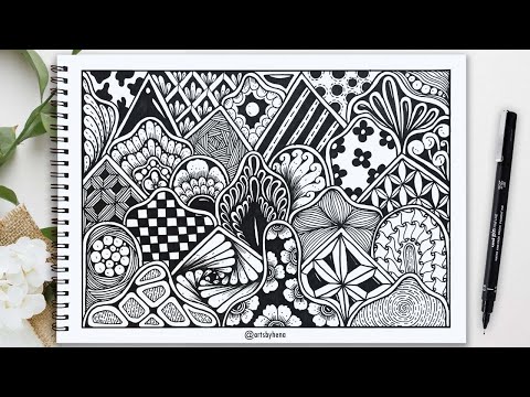 Видео: ✨Красивое креативное искусство зентангл🌿🌼Искусство зентангл 🌿🌼Искусство дудл