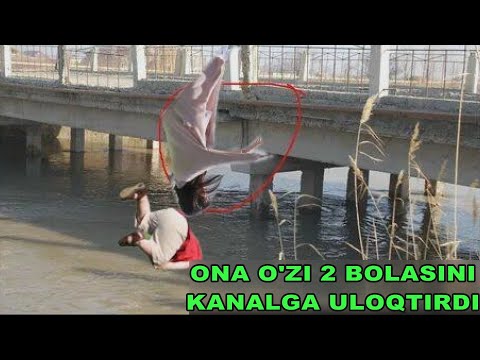 Видео: Дахшат!!! Она ўзини 2 боласи билан катта фарғона каналига ташлади