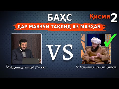 Видео: баҳс бо Муҳаммади Ансорӣ (Салафи). дар мавзӯи тақлид аз мазҳаб қисми 2.