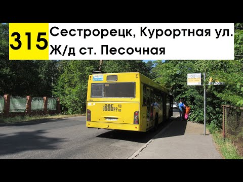 Видео: Автобус 315 "Ж/д ст. "Песочная" - Сестрорецк, Курортная ул." (старая трасса)