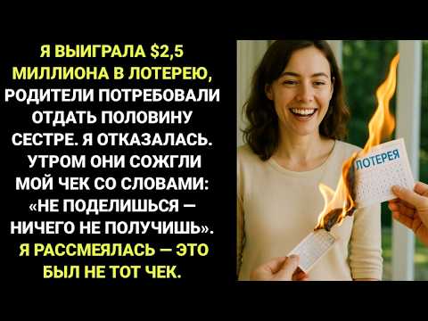 Видео: Моя мама сожгла мой лотерейный чек на $2,5 млн потому что я отказалась делиться с сестрой  но дальше