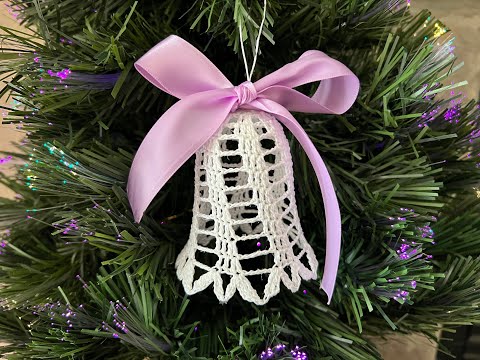 Видео: Как связать крючком колокольчик на елку - #3