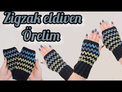 Видео: очень стильно, очень просто | Как связать перчатки без пальцев зигзагом крючком.