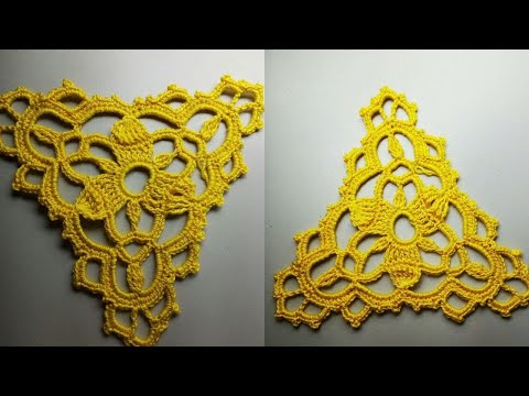 Видео: CROCHET Triangular motif №5Triangle in the style of reticello  Треугольный мотив №5  крючком