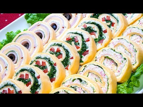 Видео: Праздничная закуска «Сырные рулетики» 3 вкусных рецепта!