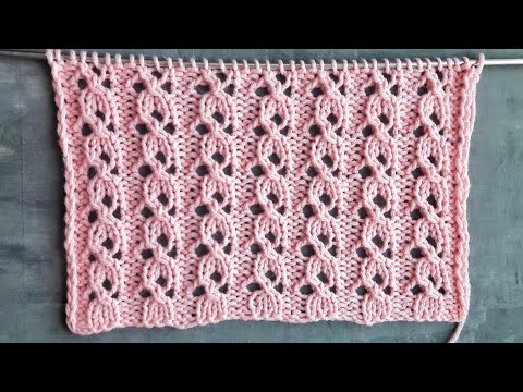 Видео: Простой  узор спицами Ажурная спираль для вязания носков, джемперов, палантинов