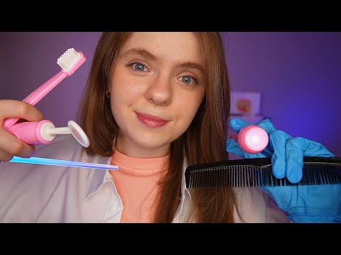 Видео: быстрый медицинский АСМР | Ear Exam, Dentist, Lice Check, Cranial Nerve Exam, Eye Exam