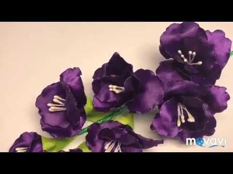 Видео: Цветочная веточка 🌸. Ribbon flowers 🌸, Flores de la fita 🌸