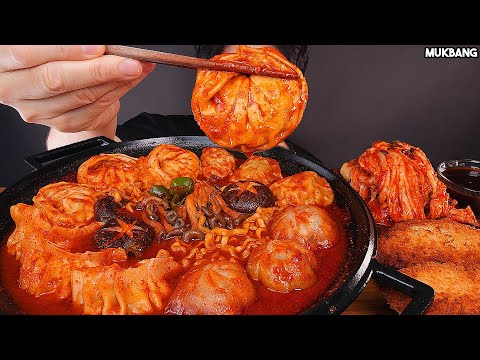 Видео: острые грибы и вареники, лапша Spicy Mushrooms & Dumpling Noodles Kimchi Eating ASMR Mukbang