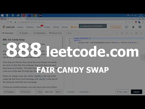 Видео: Разбор задачи 888 leetcode.com Fair Candy Swap. Решение на C++