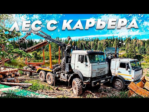 Видео: Вывозим лес ДВУМЯ КАМАЗами!