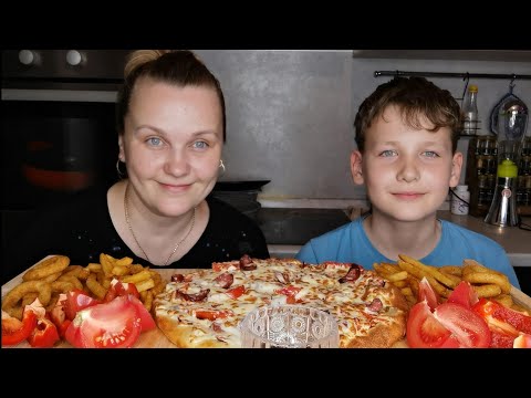 Видео: Мукбанг Пицца, Фри, Кольца /Рыбонькам привет