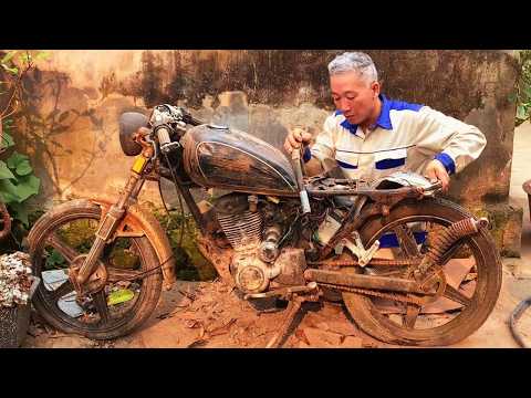 Видео: Реставрация старинного заброшенного мотоцикла KAWASAKI 125 куб. см 1970-х годов