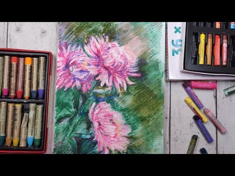 Видео: Мастер-класс Масляная пастель Хризантемы