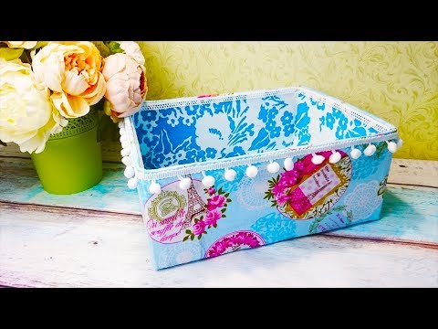 Видео: Декорирование коробки тканью. Как обтянуть коробку тканью.