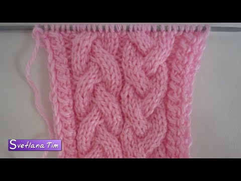 Видео: Узоры спицами КОСЫ. ОБЪЕМНЫЙ Узор Спицами из кос. Мастер Класс - вязание на спицах № 339