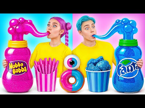 Видео: Розовая Еда vs Голубая Еда Челлендж | Эпичная Битва с Едой от Multi DO Joy