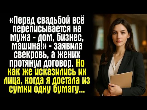 Видео: «Перед свадьбой всё переписывается на мужа — дом, бизнес, машина!» — заявила свекровь, а жених...