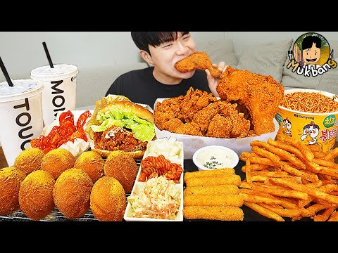 Видео: ASMR MUKBANG | Хрустящая жареная курица, Чизбургер, сырная палочка рецепт ! принимать пищу