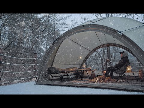 Видео: Личный кемпинг в тяжелом снегу . Расслабление в палатке ASMR