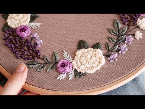 Видео: Purple spring/ Весенняя сирень/ Embroidery for beginners/ Вышивка для начинающих