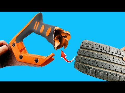 Видео: Не выбрасывайте старую пилу! Я покажу вам, как сделать суперпрочную ручку пилы из шины.