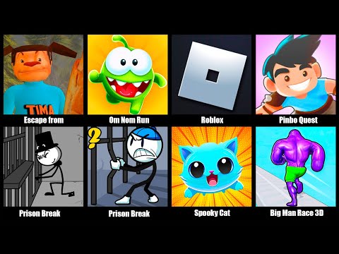 Видео: Побег от Тимохи,Om Nom Run,Roblox,Pinbo Quest,Prison Break,Spooky Cat,Big Man Race 3D