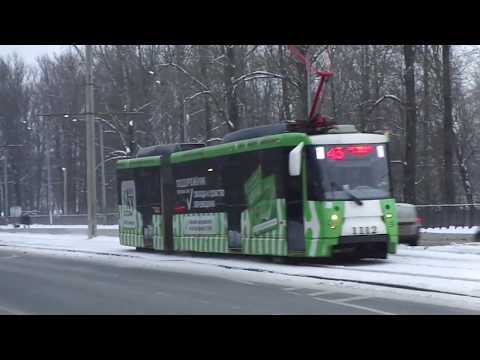 Видео: Трамвай Санкт-Петербурга 8-168: ЛВС-2005 б.1112 по №25 по изм. марш. (17.02.18)