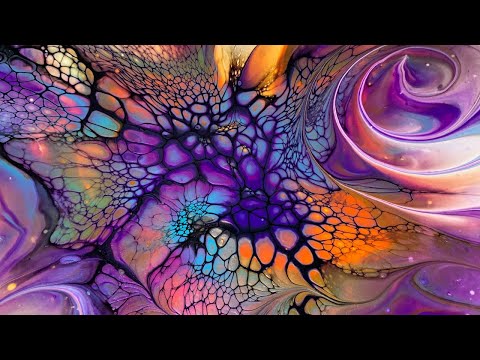 Видео: #75 Мечтательный и красочный цветок |  Акриловая заливка |  Жидкое абстрактное искусство