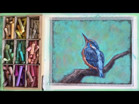 Видео: 💙Не спеша рисую птицу Зимородок сухой пастелью на наждачной бумаге✨ Pastel