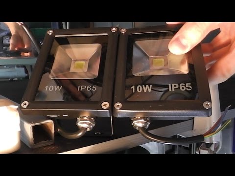 Видео: Посылочки из Китая. Прожекторы 10W и светодиодная лампа 25W. Мощность потребления и проблемы