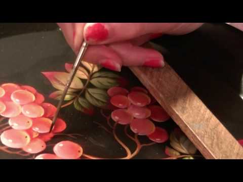 Видео: Жостовская роспись. РЯБИНА. Прописка.