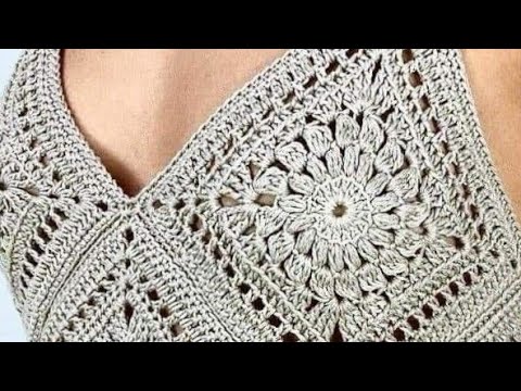 Видео: Super easy. Granny square for a stylish crochet top. Бабушкин квадрат для стильного топа крючком.