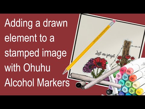 Видео: Открытка на память - Добавление нарисованных элементов к штампованной открытке - прекрасные маки ...