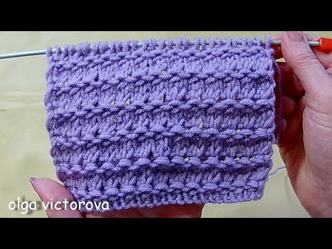 Видео: Рельефные горизонтальные дорожки 735 Узоры спицами